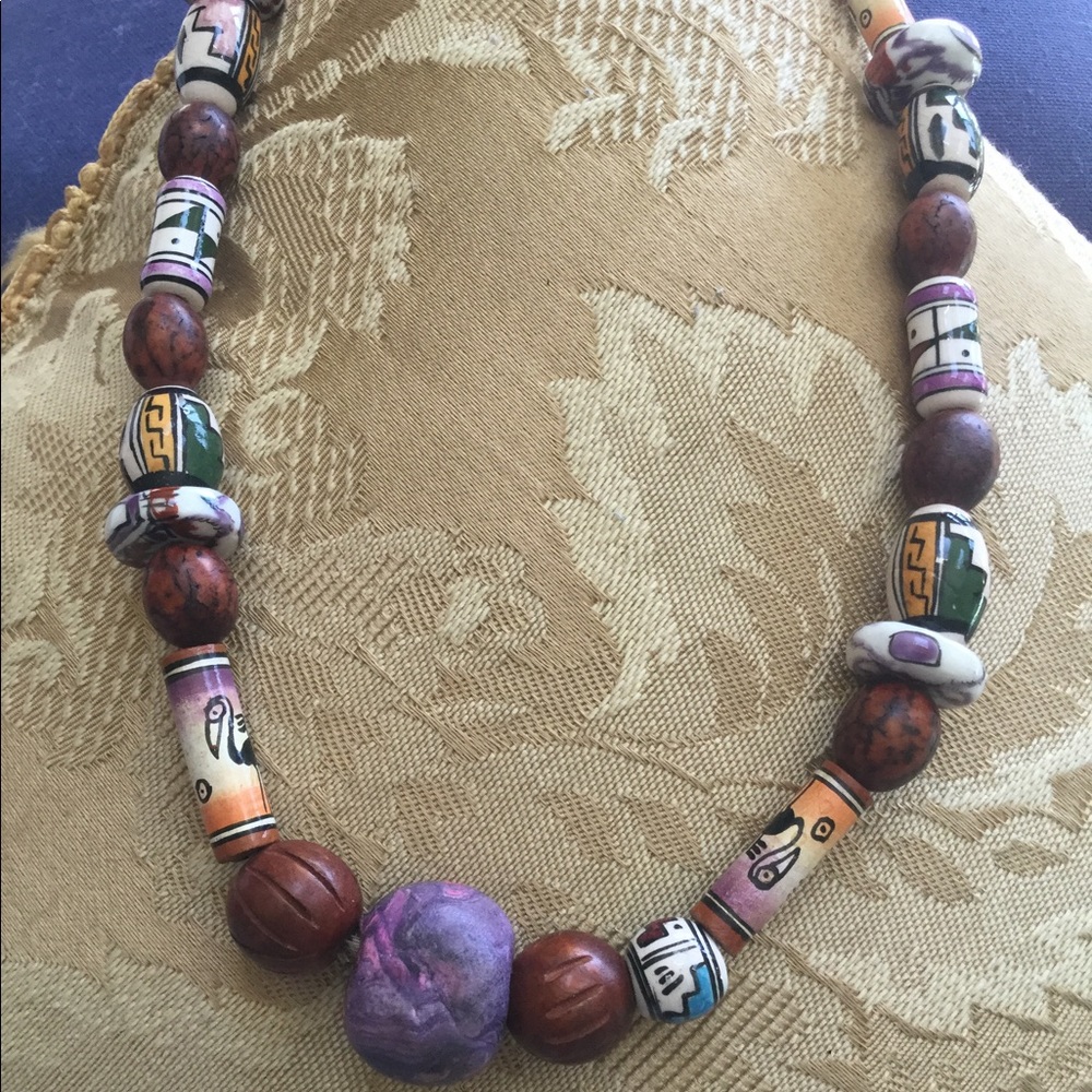Handmade Indian neckalce w/ hand painted beads.